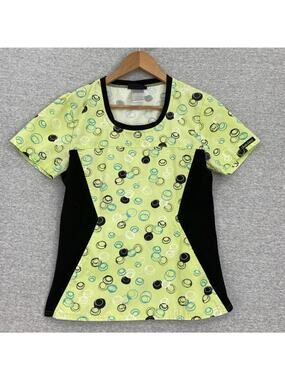Cherokee Scrub Top Womens Extra Small Light Green Black Sides Healthcare Uniform